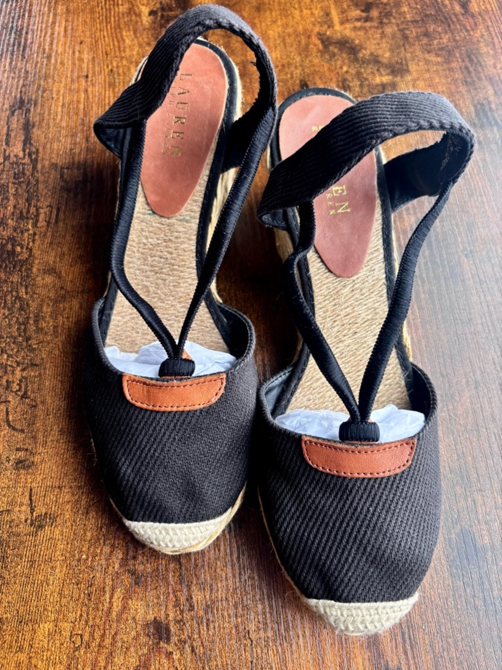LAUREN RL Canvas Espadrille Wedge Sandal
